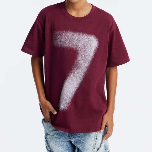 Boys Number 7 Print Oversized Short Sleeve Tee
