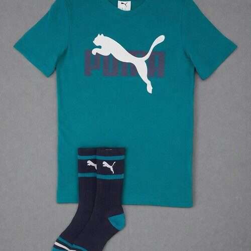 Boys Puma Graphic Tee and Contrast Trim Socks
