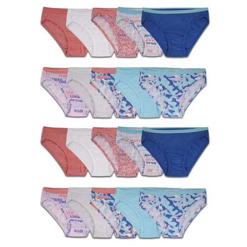 Fruit of The Loom Girls Cotton Bikini Underwear 5Pck - Size 14