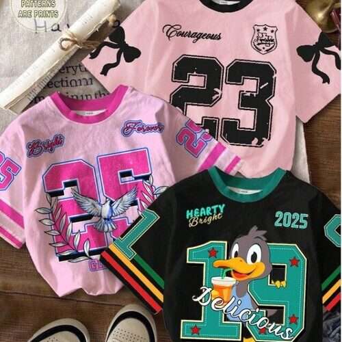 Girls Bow Print Number 23 Graphic T-Shirt