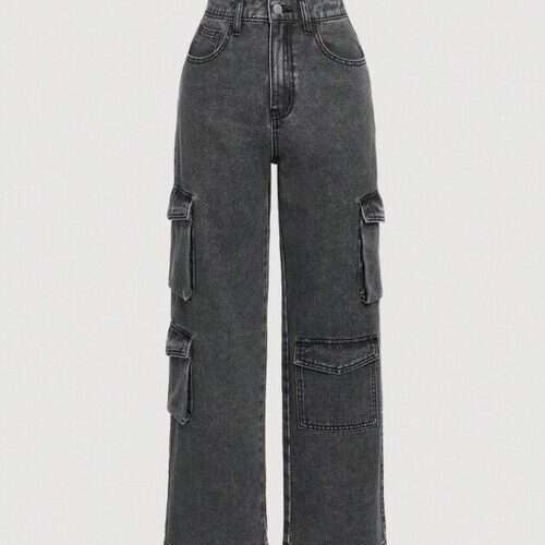 Girls Side Flap Pocket Cargo Jeans