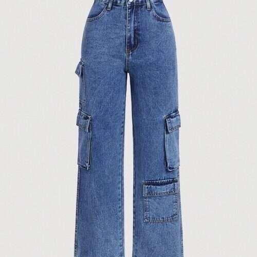 Girls Flap Pocket Side Cargo Jeans