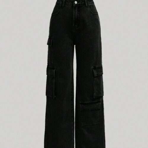 Girls Flap Pocket Wide Leg Jeans