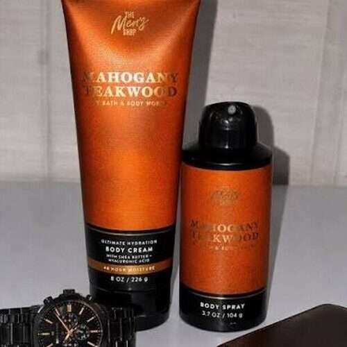 Bath and Body Works Men Spray and Cream 2Pcs Set – Mahogany Teakwood