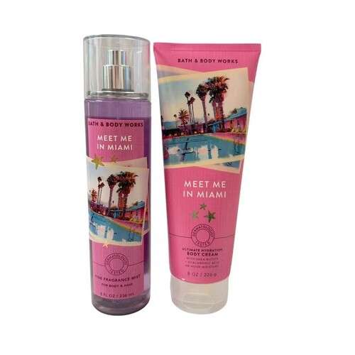 Bath and Body Works Women Spray and Cream 2Pcs Set - Meet Me In Miami