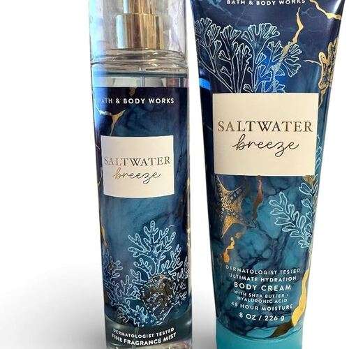 Bath and Body Works Women Spray and Cream 2Pcs Set - Saltwater Breeze