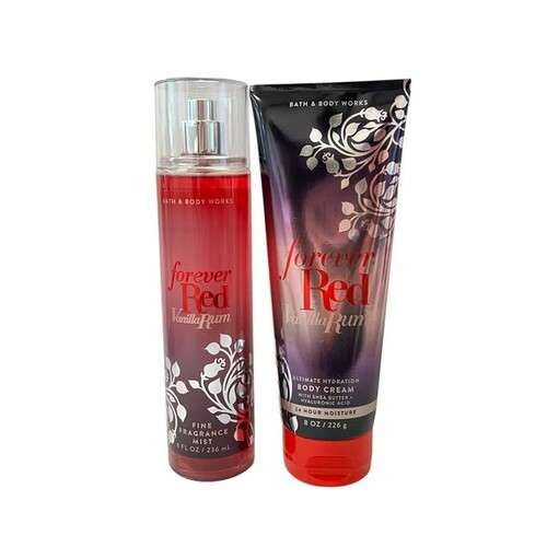 Bath and Body Works Women Spray and Cream 2Pcs Set – Forever Red Vanilla Rum
